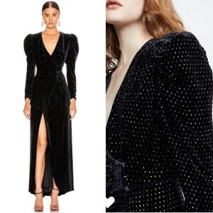 Retrofete Black Maxi Dress with Silver Accents